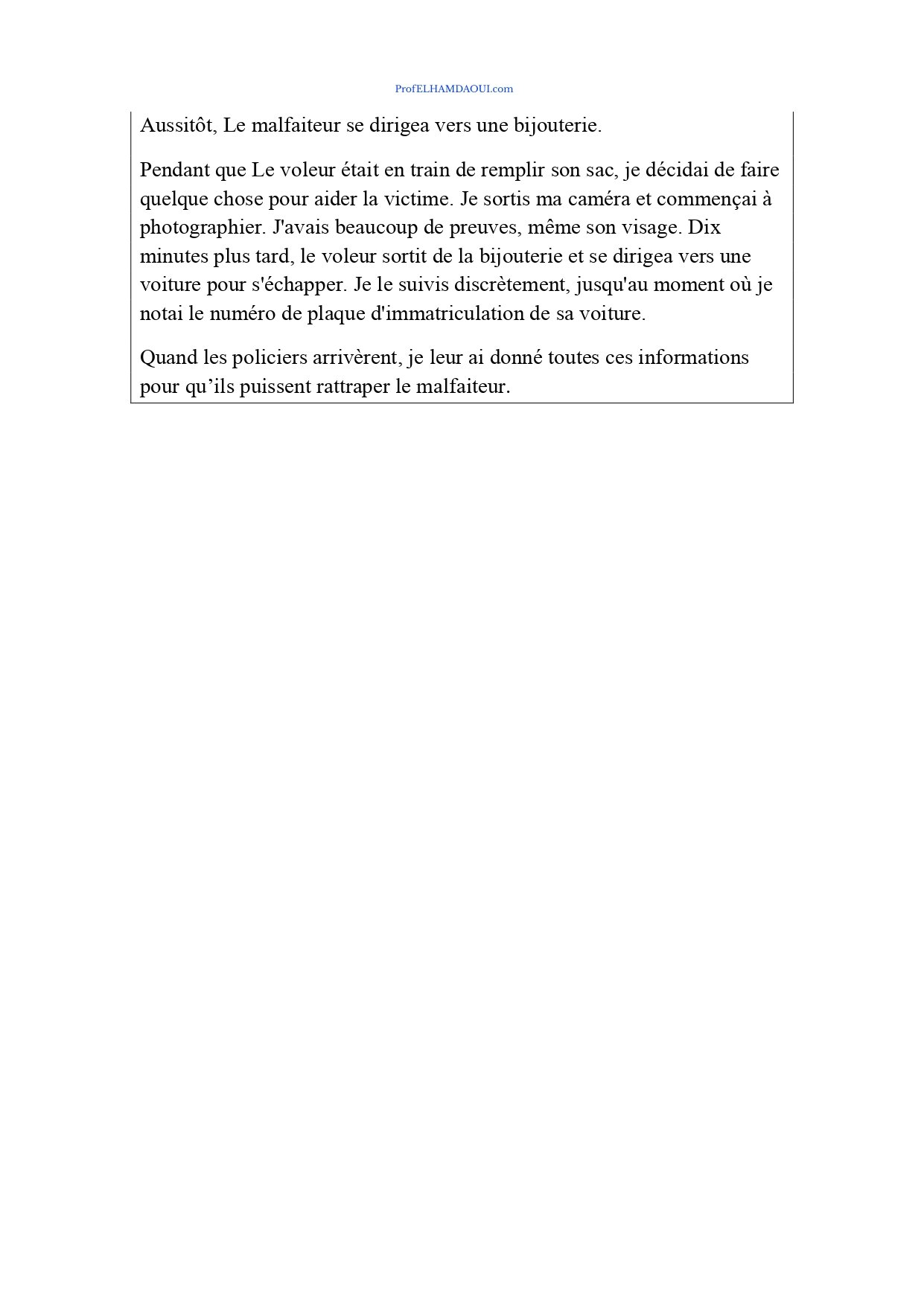 Sujet de l'examen