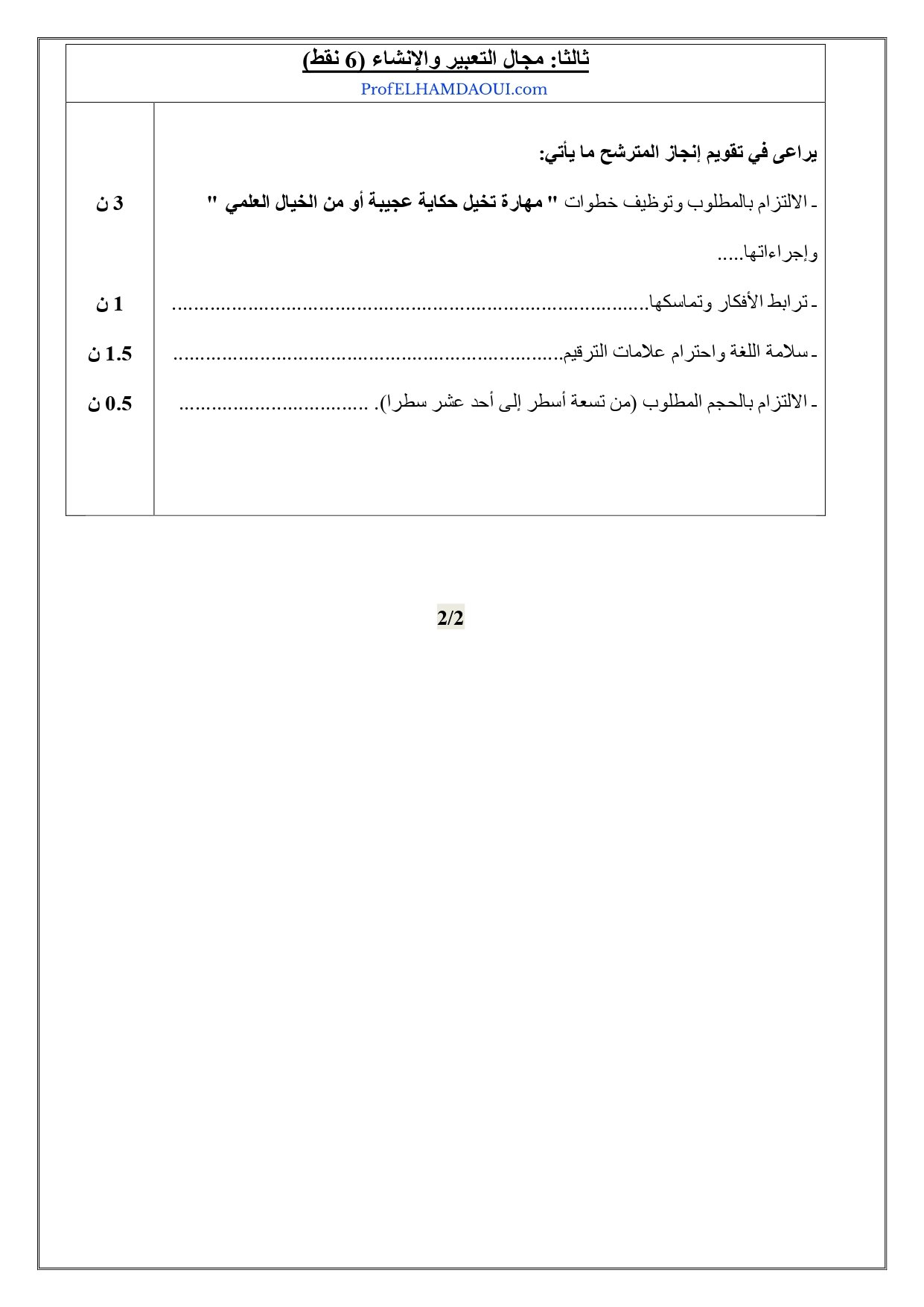 Sujet de l'examen